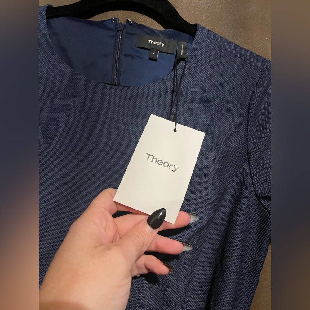 Theory Dark Blue Belted Dress - Picture 2 of 7